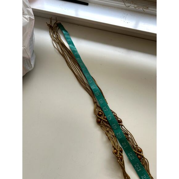 Macrame Fashion Belt Womens Brown Wooden Beads Braided Bohemian Festival Fringe - Picture 4 of 5